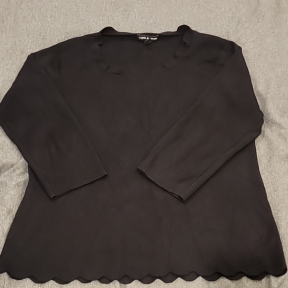Cable & gauge black scalloped  3/4 Sleeve sweater size XL! - Picture 1 of 6